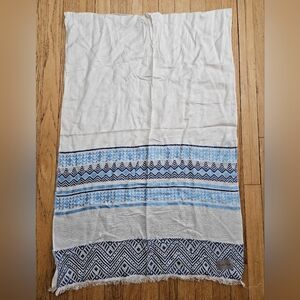 Calvin Klein Boho Blue and White Patterned Pashmina